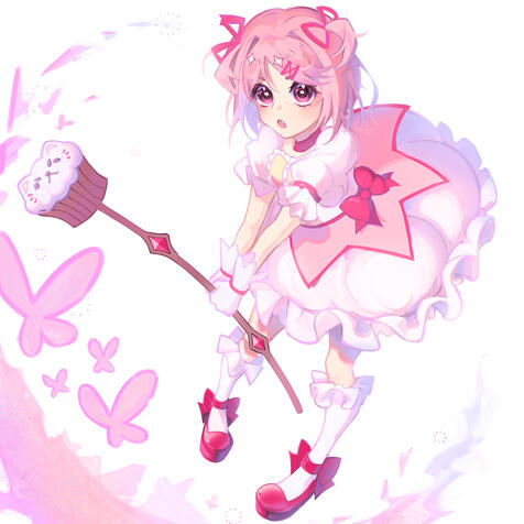 Natsuki with Madoka kaname&#39;s oufit (Doki Doki Literature Club x Puella Magi Madoka Magica)